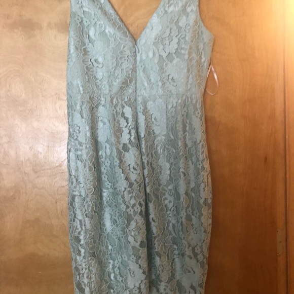 Lulus Normani Sage Green lace sleeveless dress - Picture 3 of 5